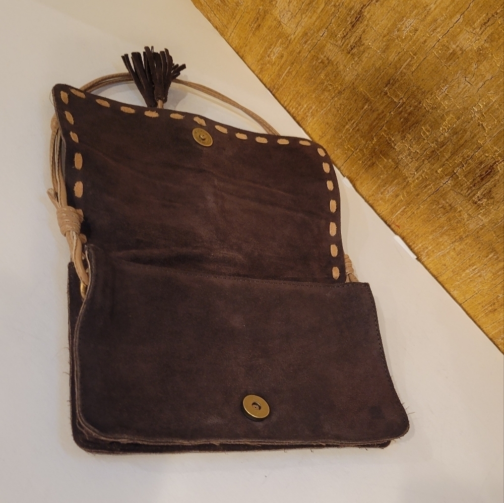 Y2K Maxima Wilsons Leather Suede Brown   Leather Stitching Shoulder Bag - Picture 4 of 9